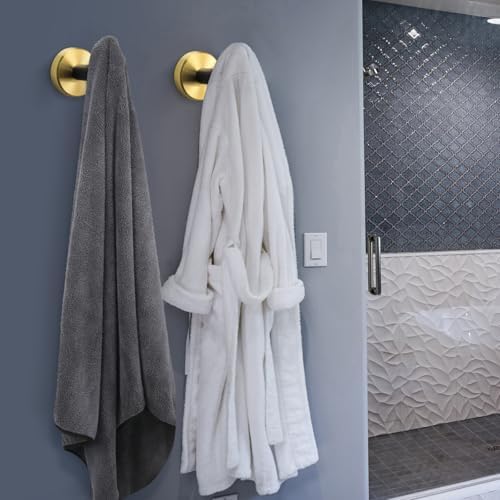 NearMoon Bath Towel Hooks- SUS 304 Stainless Steel Robe Hook Holder, Heavy Duty Coat Hook for Bathroom Livingroom Hotel Kitchen Garage, Wall Mounted (Black Gold, 4 Pack) - Image 2