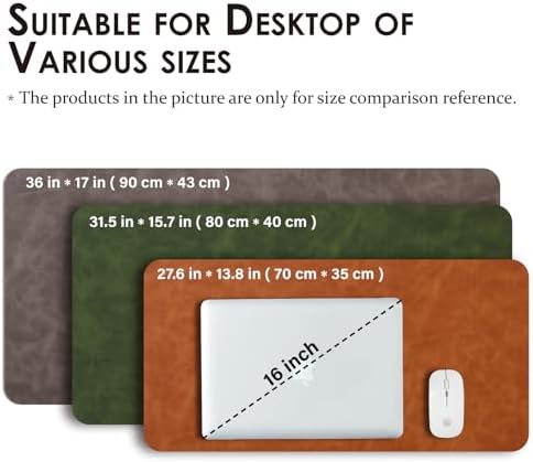 Distressed Leather Desk Mat - Non-Slip PU Desk Pad for Office and Home - Desk Organization and Accessories - Ideal for Large Mouse Pad and Desk Mats on Top of Desks(Slate Gray,36"x 17") - Image 5