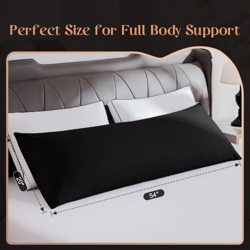 DOWNSTORIA Memory Foam Body Pillow for Adults with Removable Cover, Full Long Pillow Insert for Side Sleepers, Breathable Soft Bed Pillows for Sleeping(Black, 20 x 54 Inch) - Image 2