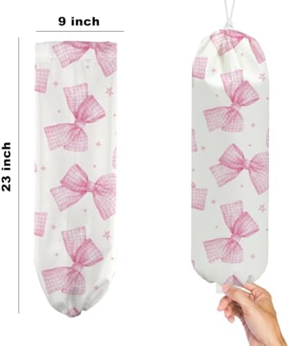 2Pcs Pink Bow Plastic Bag Holder, Wall Mount Grocery Bag Holder - Image 2