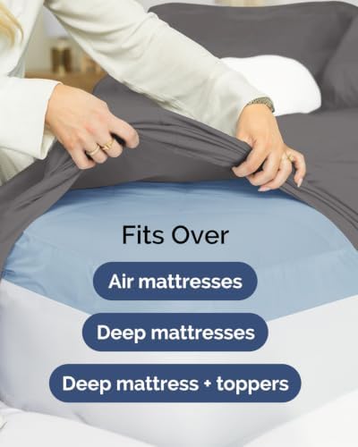 CGK Linens 2 Pack Extra Deep Queen Fitted Sheets - Dark Grey - Image 7