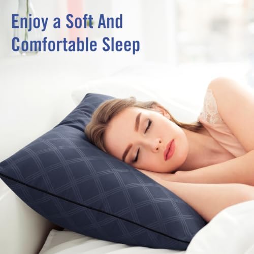 Vorouhals Hotel Collection Bed Pillows for Sleeping 2 Pack Queen Size Cooling Pillows Set of 2 for Back, Stomach or Side Sleepers, Super Soft Down Alternative Microfiber Filled Pillows (Navy) - Image 6