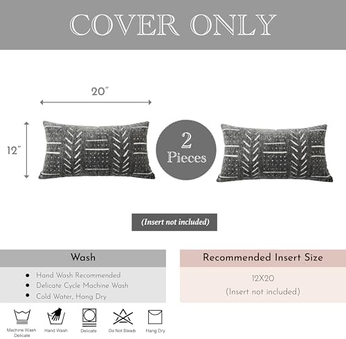 BlissBlush Decorative Lumbar Pillow Covers 12x20 Set of 2, Soft Woven Chenille Accent Pillow Covers for Couch Sofa Bed, Textured Farmhouse Cushion Covers, Charcoal Gray - Image 4