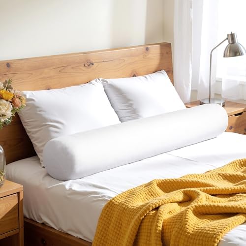 SyMax 7.8"x47" Body Pillow for Adults, Long Round Body Pillow for Adults, Bolster w/Removable Polyester Cover, Headboard Gap Filler Pillow, White by SyMax