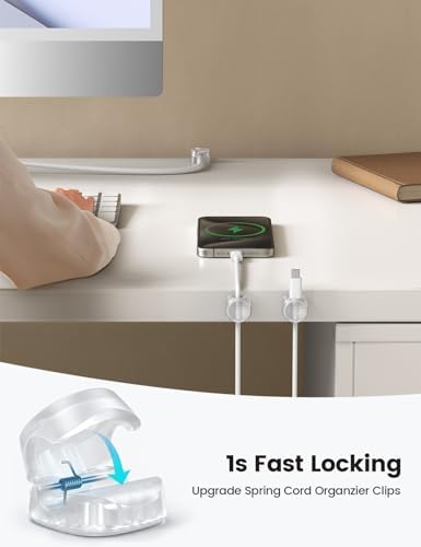 Lamicall 12 Pack Cord Organizer, [1s Lock] Spring Cable Holder Clips - Image 2