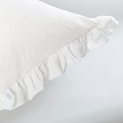 GLORY SEASON Pillow Shams Set of 2 Pure Cotton Champray Ruffled Edge,Thick and Solid Washed Dobby Heavy Fabric King 20x36 Inches - Image 7