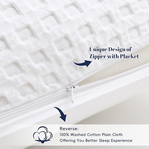 PHF Cotton Waffle Weave Euro Sham Covers 26" x 26", White, No Insert - Image 4