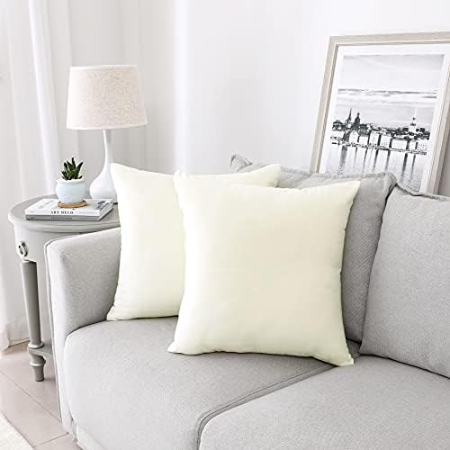 NiNi ALL Cream White Velvet Throw Pillow Covers 18x18 Pack of 2 Decorative by NiNiALL