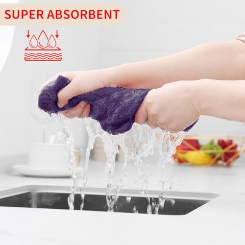 Homaxy 100% Cotton Waffle Weave Kitchen Dish Towels 6-Pack, Eggplant - Image 3