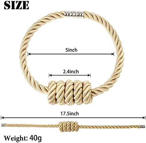 BEL AVENIR Magnetic Curtain Tiebacks 6 Pack Hand-Woven Curtain Ties - Image 2