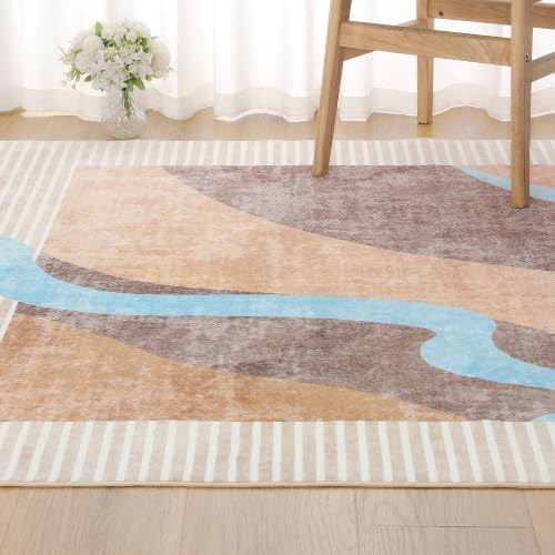 Ompaa Living Room Rug 5x8 Orange Area Rug Machine Washable Rug Non Slip Indoor Large Rugs for Bedroom, Classroom, College Dorm, Farmhouse, Dining Room, Kids Playroom - Image 2