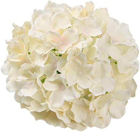 Silk Hydrangea Heads Artificial Flowers Heads with Stems for Home Wedding Decor,Pack of 10 (Champagne) - Image 2