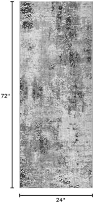 Ompaa 2x6 Rug Runners for Hallways Kitchen Runner Rug Non Slip Washable Grey Long Runner Rugs with Rubber Backing Soft Abstract Carpet Runner for Hallways, Kitchen, Bedroom, Bathroom, Entryway - Image 2