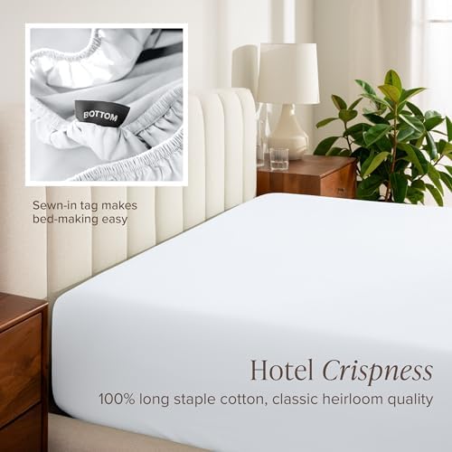 Bare Home 100% Organic Cotton Percale Fitted Sheet (Twin XL, White) - Image 6