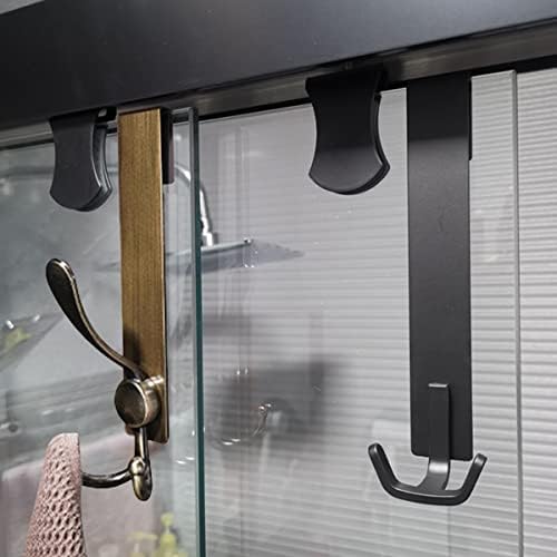 Flybath Shower Glass Door Hooks 2 Pack 304 Stainless Steel Antique Extended Robe Towel Hook Rack Over Glass Door Hooks Frameless Drilling-Free Hanger for Bathroom, Brushed Bronze - Image 4