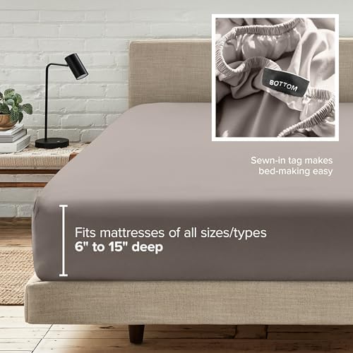 Bare Home King Fitted Sheet - 1800 Ultra-Soft (King, Khaki) - Image 6