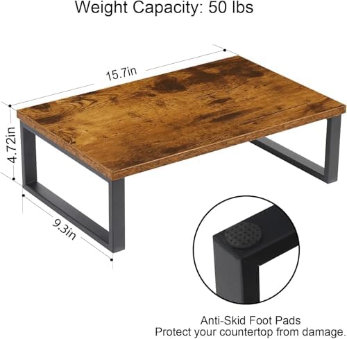 Wood Monitor Stand 2 Pack Monitor Riser for Desk, Brown - Image 2