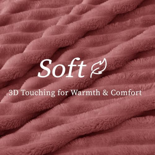 BEDELITE Ribbed Twin Blanket for Couch & Bed, Brick Dust, 60"x80" - Image 4