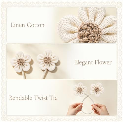VIS'V Curtain Tiebacks, Twisted Boho Curtain Holdbacks, Cream, 2 Pcs - Image 3