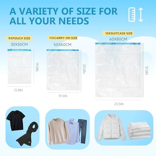 Compression Bags for Travel - Travel Essentials - 30 Pack Space Saver Bags - No Vacuum Needed - Compression Packing Bags for Cruise Accessories - Image 2