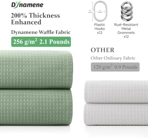 Dynamene Extra Long Waffle Shower Curtain 256 GSM Fabric 72x96 Sage Green - Image 5