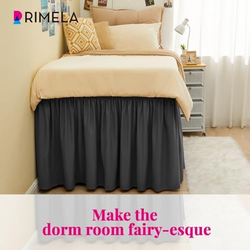 Dorm Bed Skirt Twin XL 32" Drop, College Dorm Room Essentials, Dark Grey - Image 6