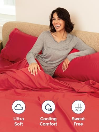 CGK Extra Deep King Single Fitted Sheet Only - Red - Image 3