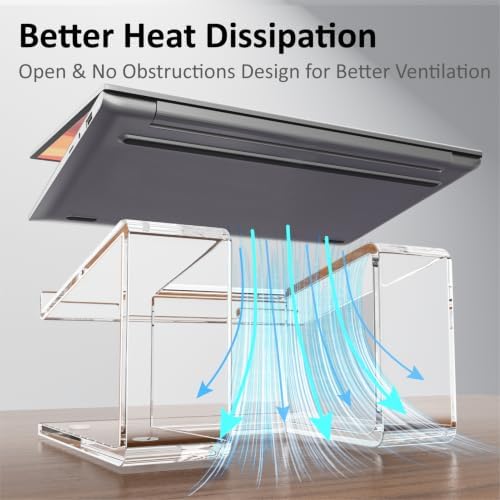FUCDTEFC Acrylic Laptop Stand for Desk, Laptop Riser for 10-15.6 Inch Laptops, Ergonomic Computer Stand Holder Compatible with Macbooks and Notebooks- Clear - Image 3