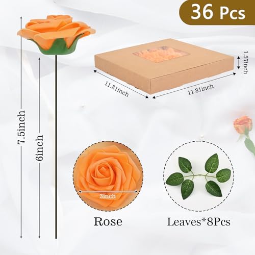 BLEUM CADE 36Pcs Artificial Flowers Fake Foam Roses with Stems for Wedding - Image 3
