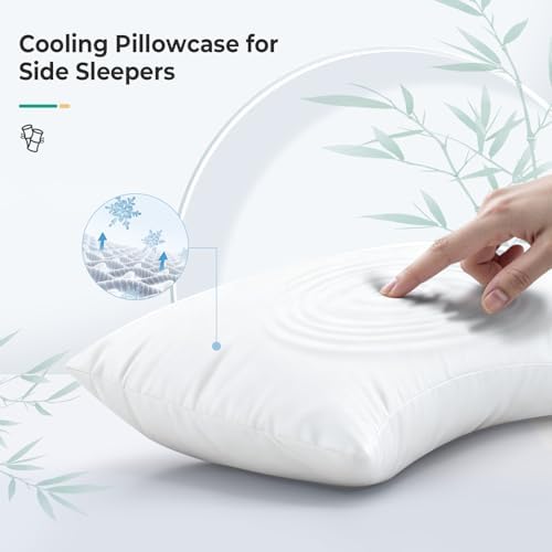 Cooling Curved Queen Pillow Case for Sider Sleeper Breathable Cool Silky Soft Pillow Cover with Zipper for Hot Sleepers,Hair and Skin Friendly,White,1 Pack,20x30IN - Image 2