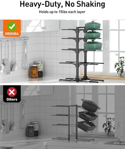 ORDORA Pots and Pans Organizer Under Cabinet 23.6" 10-Tier Adjustable Black - Image 6
