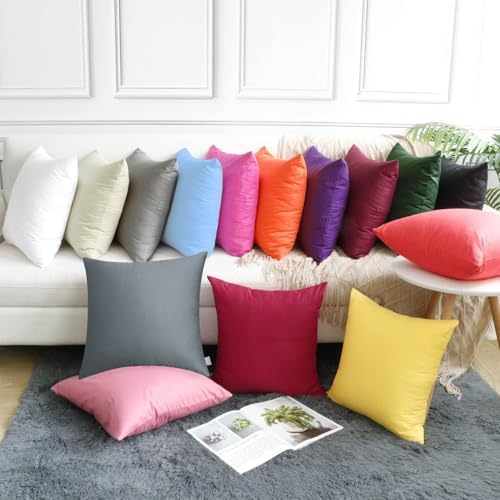 Thmyo 4-Pack 100% Cotton Solid Decorative Throw Pillow Case 26x26 Dark Grey - Image 4