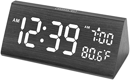 DreamSky Wooden Digital Alarm Clock for Bedroom with USB Port by DreamSky