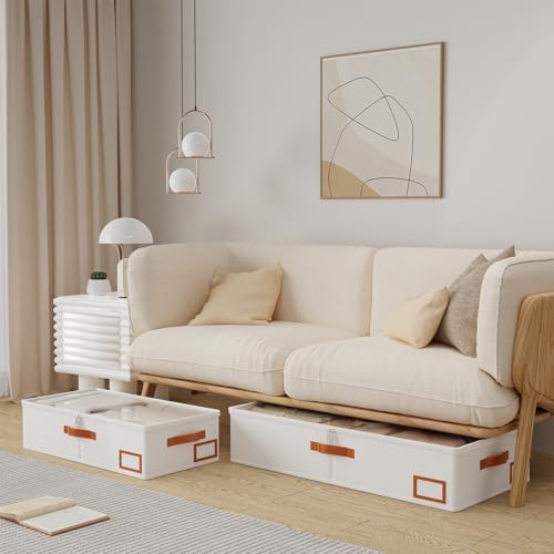 Yawinhe 48L Under Bed Storage Containers,2 Pack Blanket Bags,Beige - Image 2