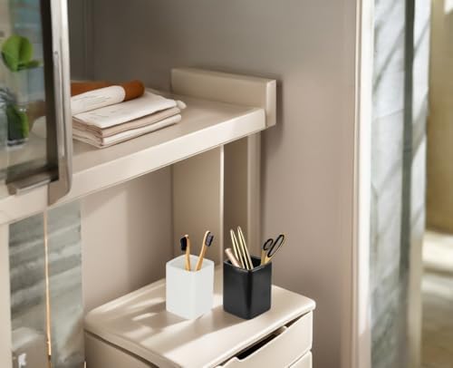 Square Ceramics Desk Pencil Holder With Metal Frame, Suitable for Offices and Homes(Off White) - Image 3