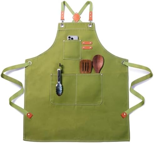Chef Cotton Canvas Apron for Men Women with Pockets by Unknown