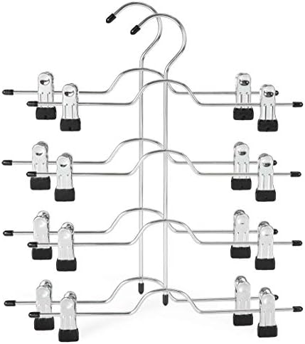 TOPIA HANGER 4 Tier Metal Skirt Hangers with Clips 80% Space Saving 2 Pack by TOPIAHANGER