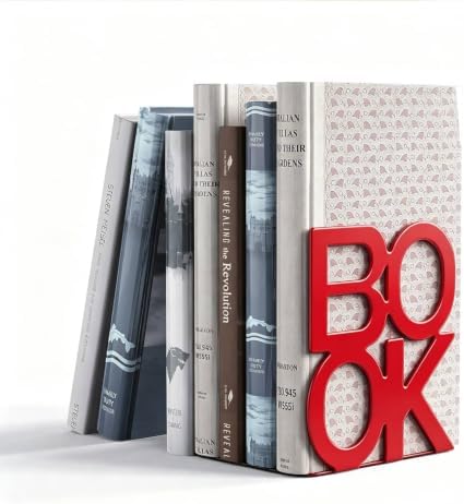 Book Ends Red Metal BookEnds for Bookrack Desk,Books by shikaman
