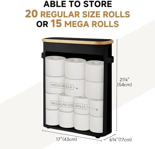 StorageWorks Toilet Paper Basket with Lid, Holds 15 Mega or 20 Regular - Image 3