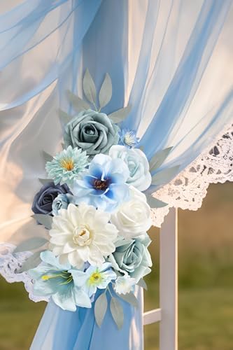 Artificial Flowers Blue Box Set for DIY Bridal Bouquets Wedding Shower Decorations Fake Floral Arrangements for Party Table Centerpieces Home Decor Indoor Outdoor - Image 5
