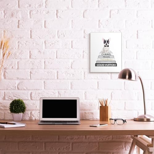 French Bulldog Fashion Books, 13 x 19 Inch Mounted Print on Wall Plaque - Image 3