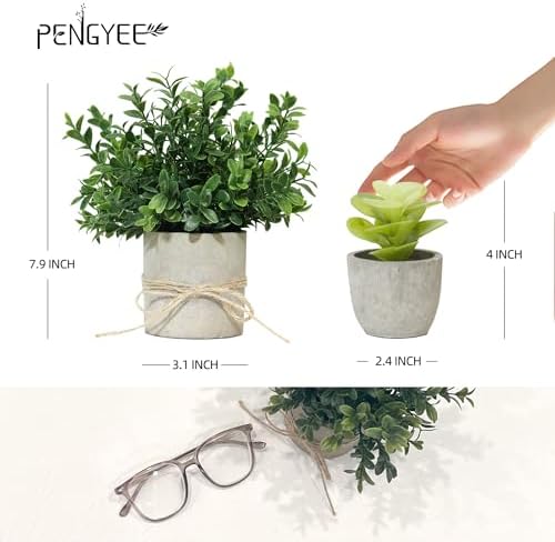 4 Pack Small Fake Plants in Pulp Pot for Home Decor - Image 4
