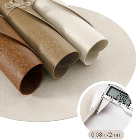 MOSAYT Vinyl Faux Leather Round Placemats Set of 6, 13 Inch, Reddish Brown - Image 6