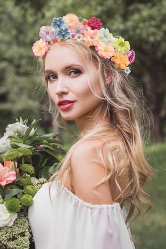 90 Pcs Mini Artificial Silk Flower Heads - Multicolor Peony, Daisy, Rose Floral Appliques for Spring Summer Crafts | DIY Wreath Accessories for Wedding/Home Decor/Party/Graduation Cap - Image 6
