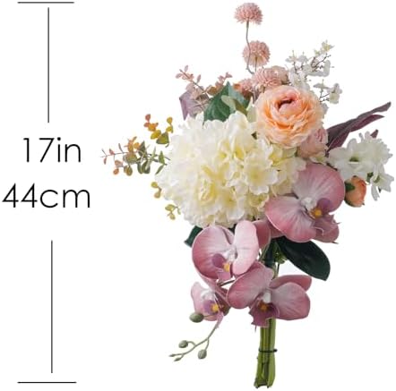 17-inch Artificial Fake Flowers Silk Flower Arrangements Faux Bouquets Composed of Hydrangea, phalaenopsis, Lotus, Double-Headed Roses, Dandelions, Jasmine, Small Fennel Branches. - Image 3