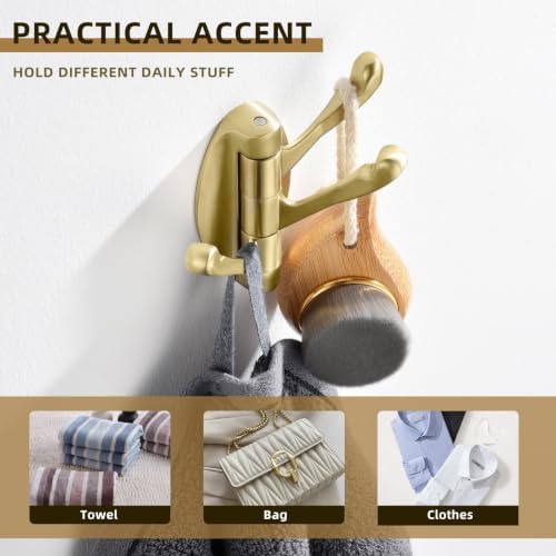 Angle Simple Swivel Towel Hook Brushed Dark Gold, Bathroom Hook 2 Pack - Image 6