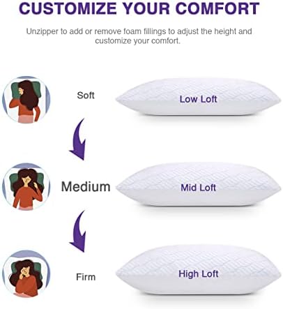 WISHSMILE Cooling Shredded Memory Foam Pillows King Size 2 Pack - Image 4