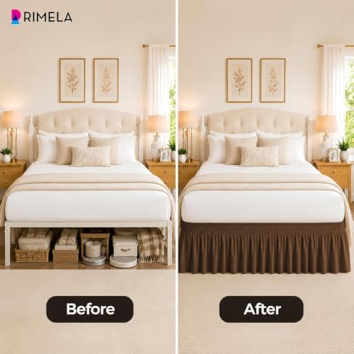 Brown Bed Skirt Queen Size 18 Inch Drop, Elastic Wrap Around Bedskirt - Image 3