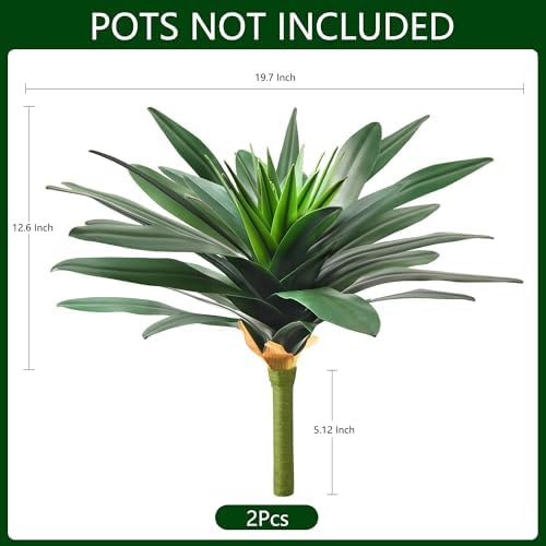 DREAMLOOM Fake Plants, 2 Pcs 21.7 Inch Bromeliads Large Artificial Plants Outdoor Faux Plants UV Resistant Realistic Tropical Greenery Outside for Planter Porch Patio Yard Garden Indoor - Image 2