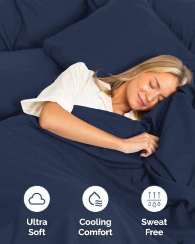 CGK Linens 2 Pack Extra Deep King Fitted Sheets - Navy Blue - Image 3